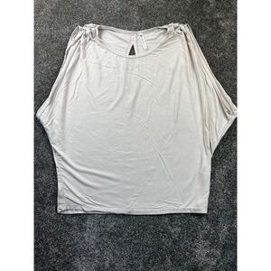 Fabletics Top Womens Small Round‎ Neck Sleeveless Oversized Pullover Shirt Beige